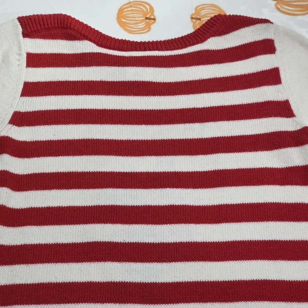 Gymboree Girls Olivia Pig Red & Cream Color Striped Knit Sweater Dress Size 8